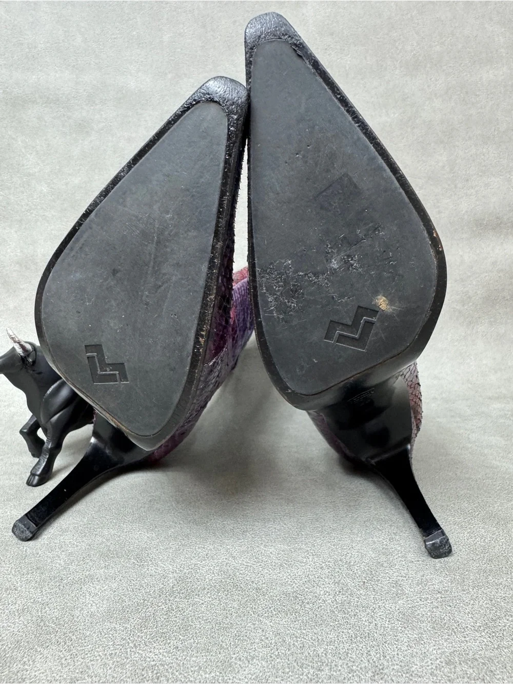 Mario Valentino Purple & Red Snakeskin Pointed-Toe Ankle Boots